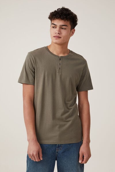 Organic Henley T-Shirt, MILITARY