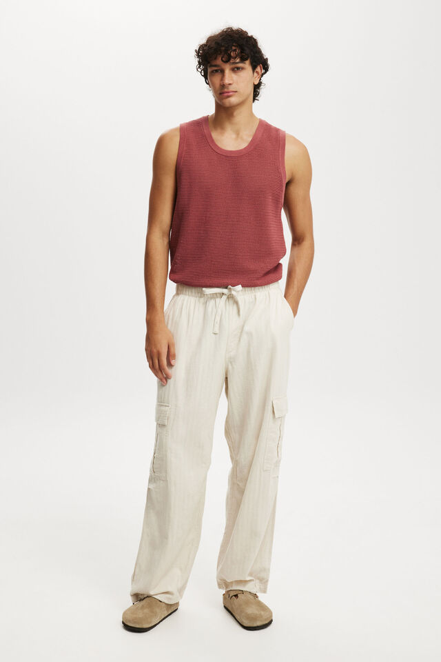 Baggy Resort Cargo Pant, OATMEAL HERRINGBONE