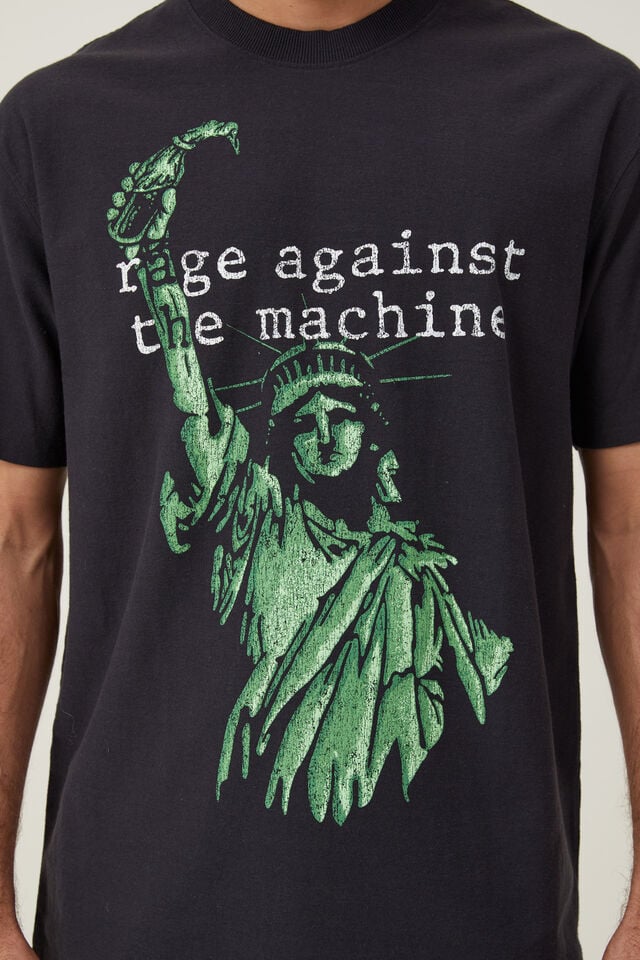 Rage Against The Machine Loose Fit T-Shirt, LCN WMG WASHED BLACK/RATM - LIBERTY