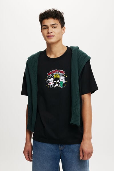 Box Fit Pop Culture T-Shirt, LCN SAN BLACK/BAD BADTZ - MARU CREW