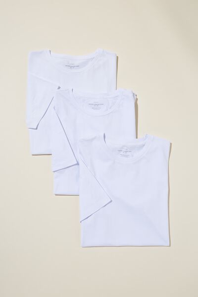 Organic Longline T-Shirt 3 Pack, WHITE/WHITE/WHITE