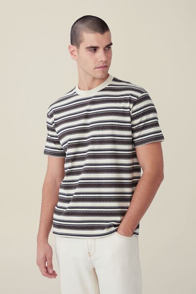 Loose Fit T-Shirt, IVORY/CHECKERBOARD STRIPE