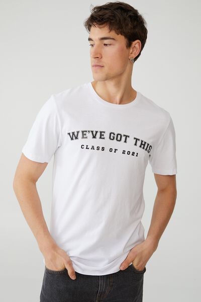 Organic Crew T-Shirt Class Of 2021 Personalised, WHITE/CLASS OF 2021
