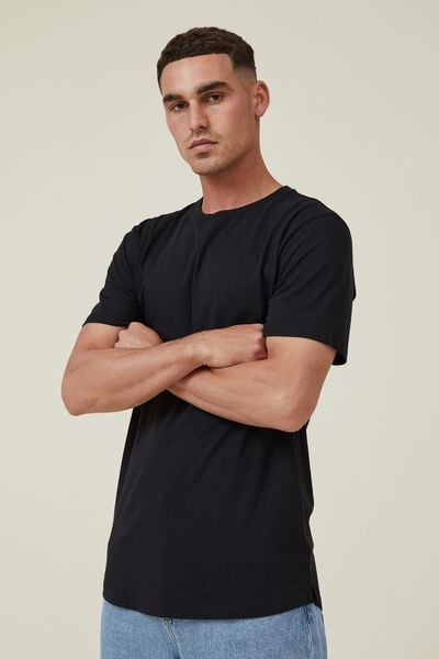 Camiseta - Organic Longline T-Shirt, BLACK
