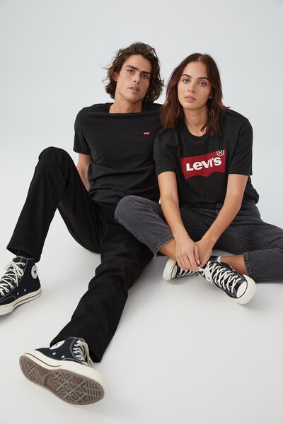 Levis - Graphic Tees, GRAPHIC SET IN NECK GRAPHIC H215-HM BLACK