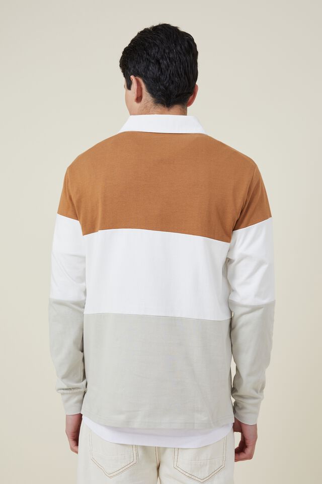 Rugby Long Sleeve Polo, GINGER TRI PANEL