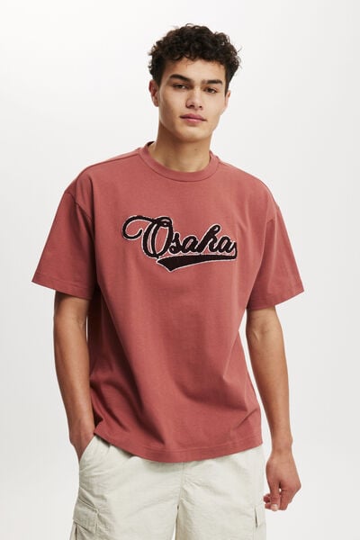 Box Fit College T-Shirt, OX BLOOD/OSAKA SCRIPT