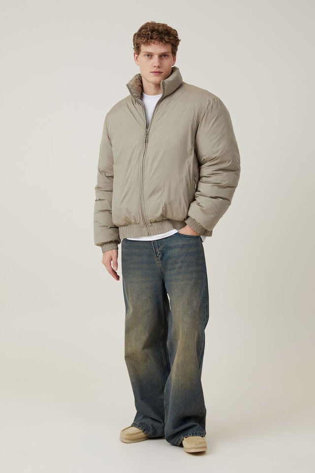Recycled Puffer Relaxed Bomber, PUTTY