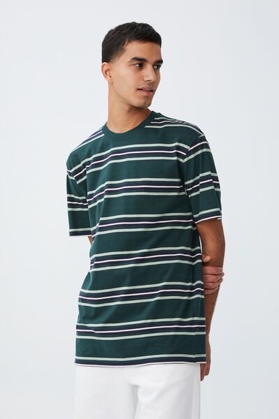 Loose Fit T-Shirt, PINENEEDLE GREEN/TRUE NAVY STRIPE