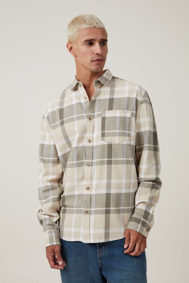 Camden Long Sleeve Shirt, NATURAL WINDOW CHECK