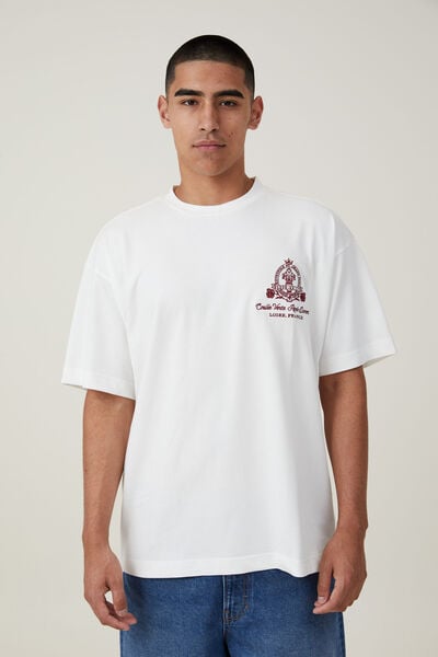 Box Fit Text T-Shirt, VINTAGE WHITE / COULEE