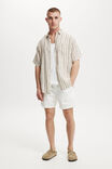 Linen Short Sleeve Shirt, CREAM STRIPE - alternate image 2
