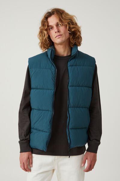 Recycled Mother Puffer Vest, DEEP TEAL