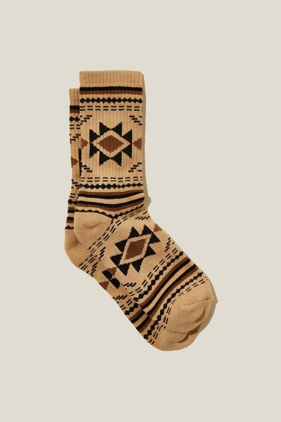 Graphic Sock, TAUPE IKAT
