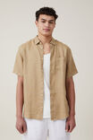 Linen Short Sleeve Shirt, TAUPE - alternate image 1