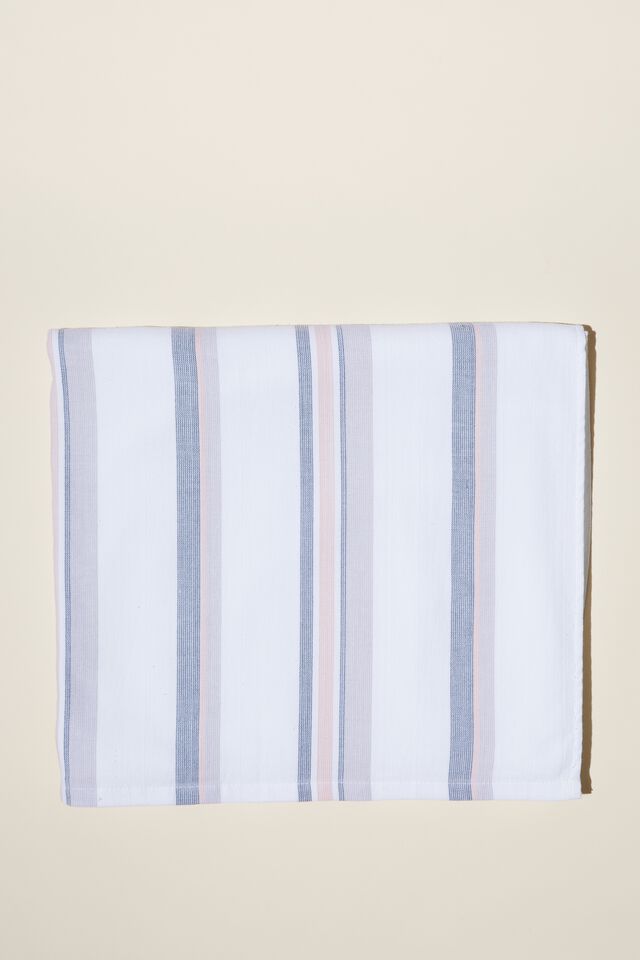 Beach Towel, WHITE/NAVY/PURPLE STRIPE