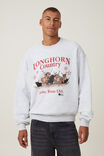 Box Fit Graphic Crew Sweater, GREY MARLE / LONGHORN COUNTRY - alternate image 1