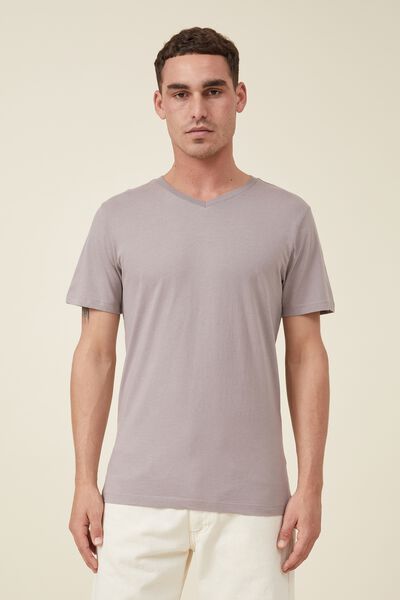 Organic V-Neck T-Shirt, WASHED BRICK