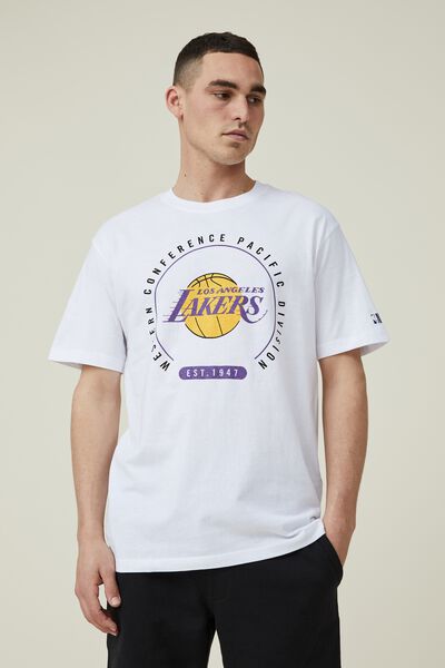 Active Nba Logo T-Shirt, LCN NBA WHITE / LAKERS CIRCLE LOCK UP