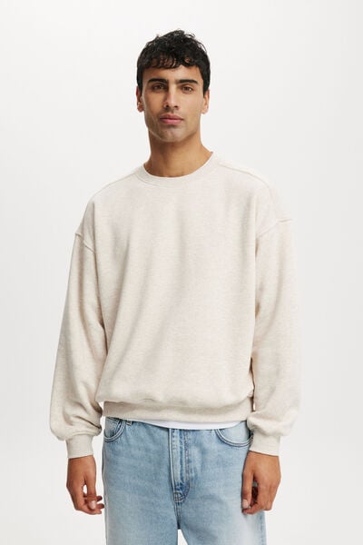 Box Fit Crew Sweater, OATMEAL MARLE