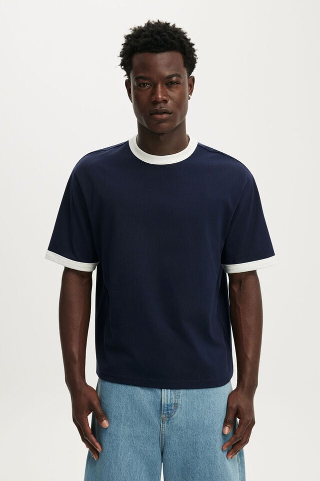 Cropped Fit T-Shirt, VINTAGE NAVY / VINTAGE WHITE RINGER