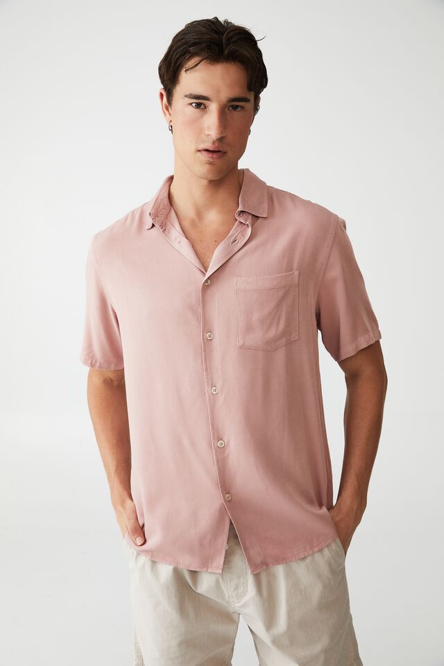Cuban Short Sleeve Shirt, PLUM