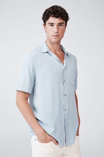 Cuban Short Sleeve Shirt, BLUE FOG