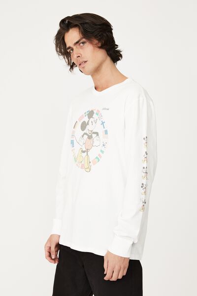 Tbar Collab Long Sleeve T-Shirt, LCN DIS VINTAGE WHITE / MICKEY MOUSE FLAGS