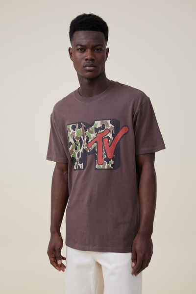 Mtv Loose Fit T-Shirt, LCN MTV WASHED CHOCOLATE/MTV - CAMO