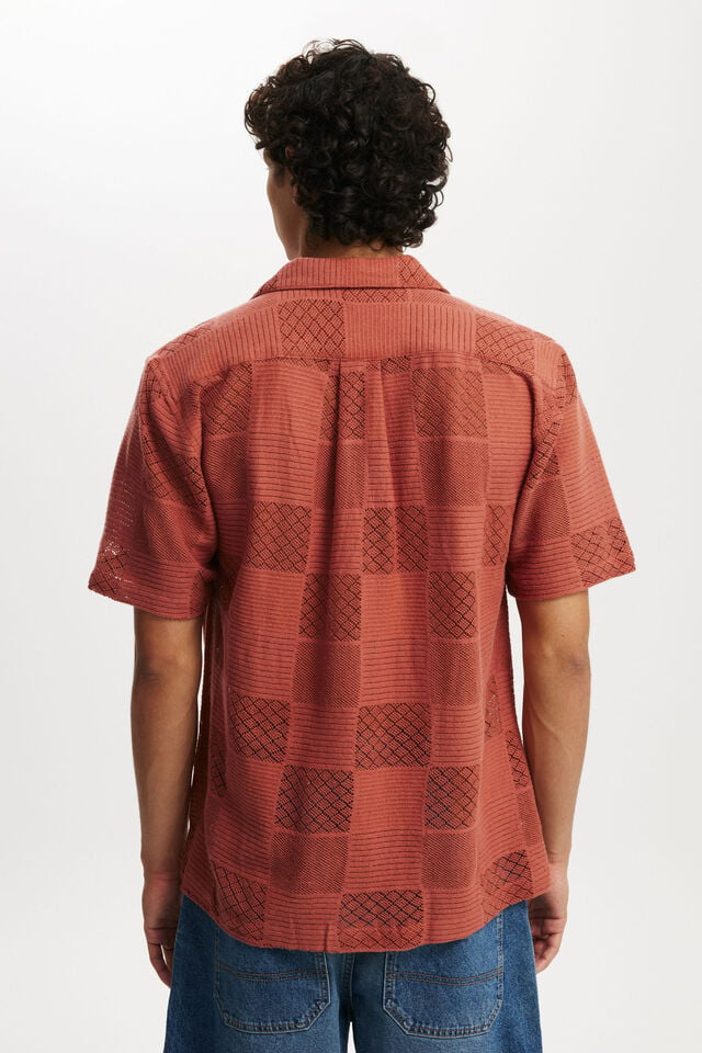 Palma Short Sleeve Shirt, ITALIAN CLAY GRID PATTERN