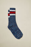 Chunky Knit Sock, NAVY/RED/WHITE TRIPLE STRIPE - alternate image 1
