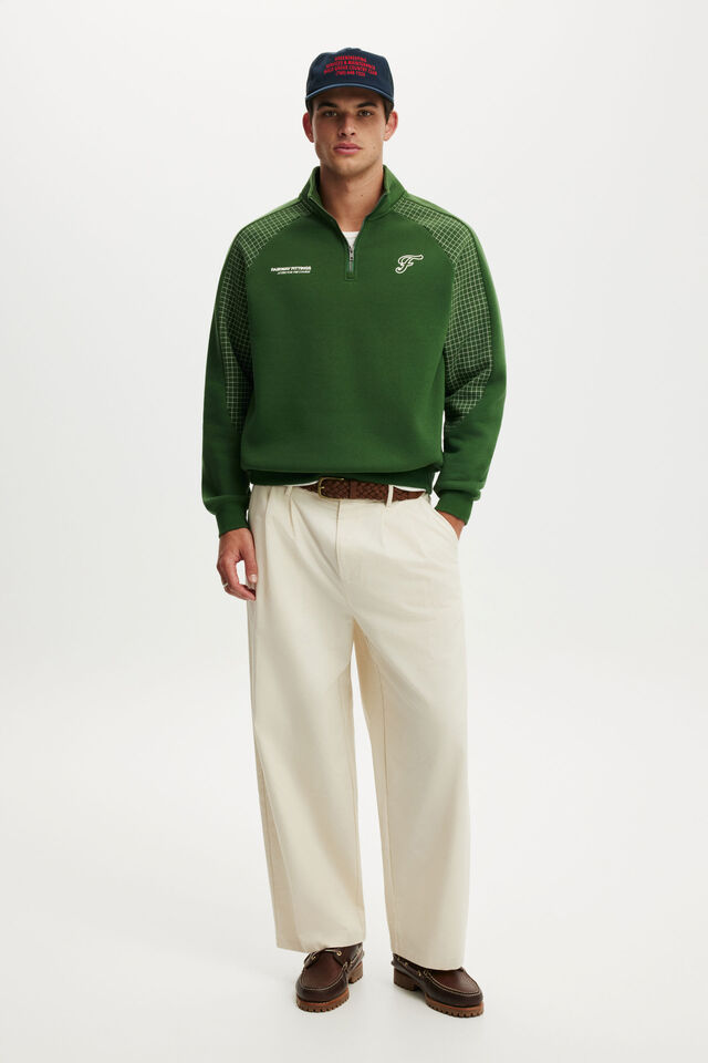 1/4 Zip Graphic Fleece, CLOVER GREEN / FAIRWAY FITTINGS