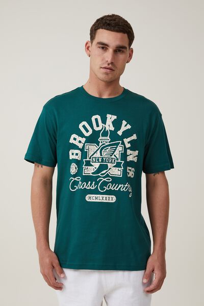 Loose Fit Sport T-Shirt, EVERGREEN/BROOKLYN TRACK