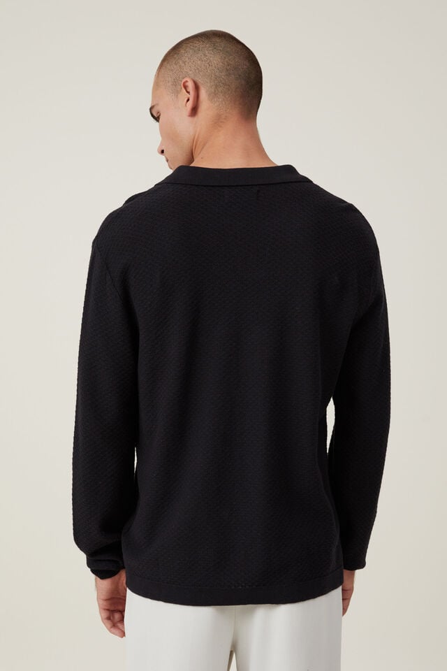 Camiseta - Jimmy Long Sleeve Polo, BLACK