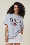 Active Nba Oversized T-Shirt, LCN NBA LIGHT GREY MARLE / CHICAGO BULLS TEXT - alternate image 2