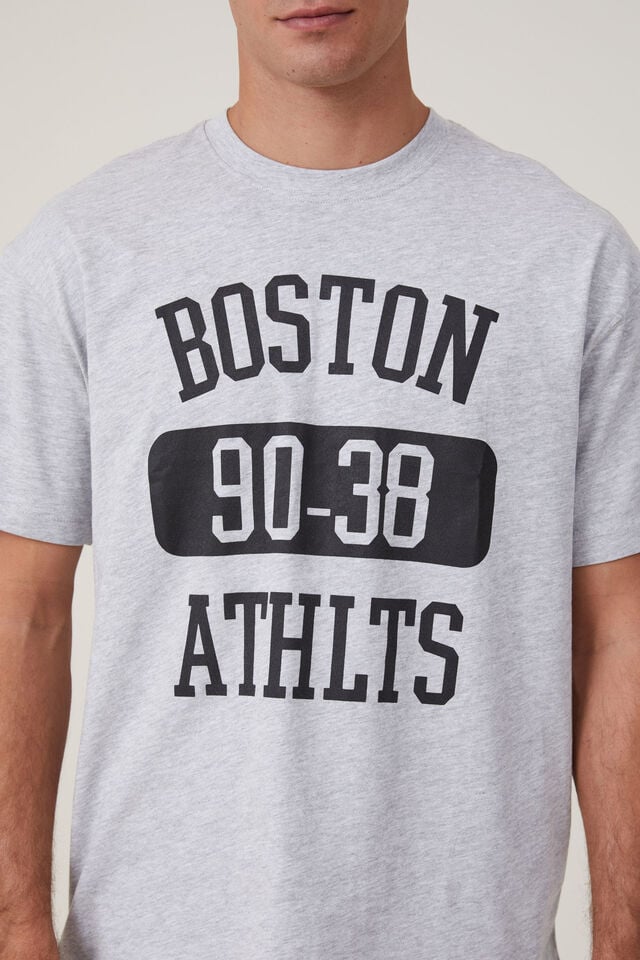 Loose Fit College T-Shirt, LIGHT GREY MARLE / BOSTON ATH