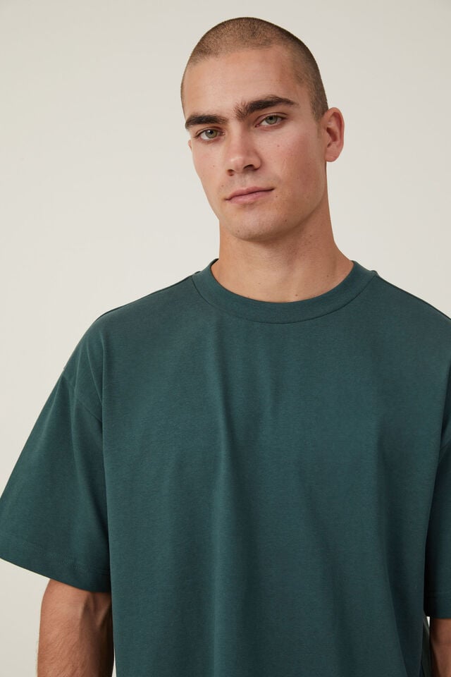 Box Fit Plain T-Shirt, PINE NEEDLE GREEN