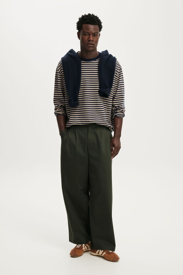 Everyday Fit Long Sleeve T-Shirt, HAZLENUT / VINTAGE NAVY STRIPE