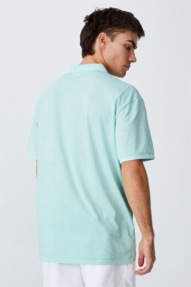 Oversized Washed Polo, MIST BLUE