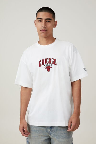 Nba Box Fit T-Shirt, LCN NBA VINTAGE WHITE / CHICAGO BULLS - ARCH