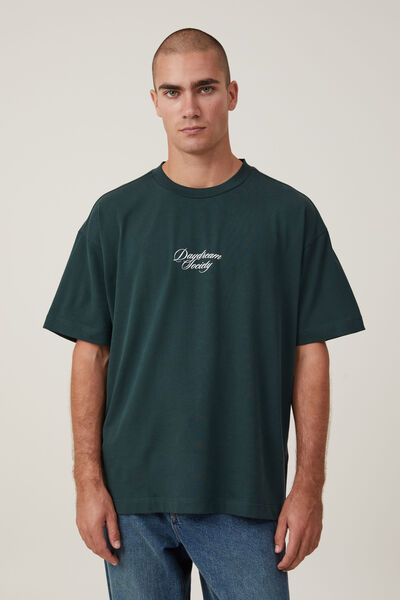 Box Fit Text T-Shirt, PINENEEDLE GREEN/DAYDREAM SOCIETY