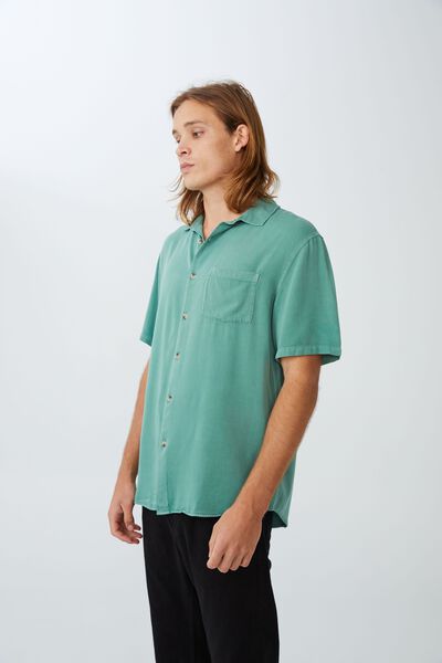 Cuban Short Sleeve Shirt, TENNIS GREEN