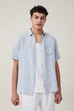 Linen Short Sleeve Shirt, MICRO BLUE STRIPE - alternate image 1