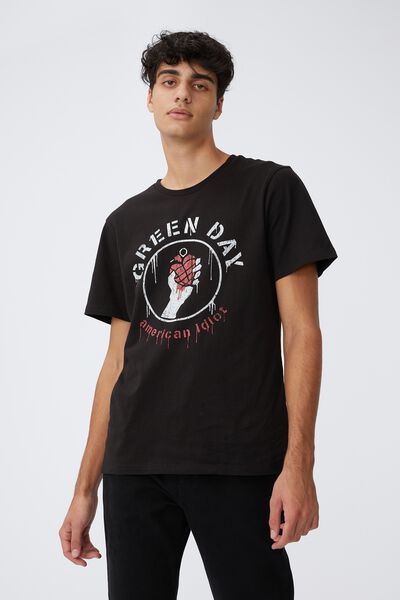Tbar Collab Music T-Shirt, LCN WMG BLACK/GREEN DAY - AMERICAN IDIOT