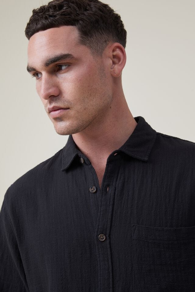Portland Long Sleeve Shirt, WASHED BLACK CHEESECLOTH