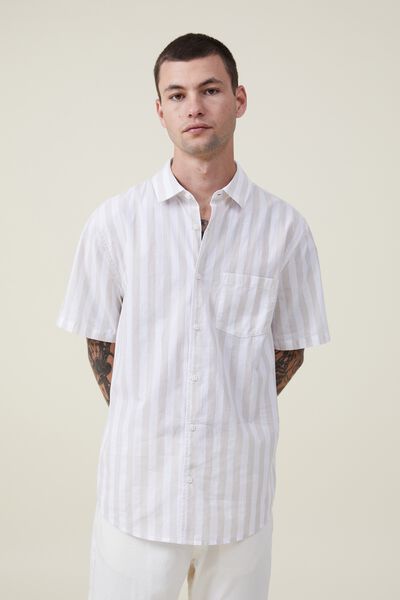 Vacay Short Sleeve Shirt, STONE BOLD STRIPE