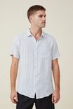 Linen Short Sleeve Shirt, SKY BLUE STRIPE - alternate image 1