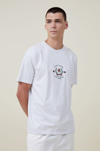 Camiseta - Premium Loose Fit Classic T-Shirt, WHITE MARLE/NY HARBOUR