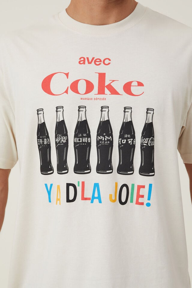 Coca-Cola Loose Fit T-Shirt, LCN COK BONE/AVEC COKE