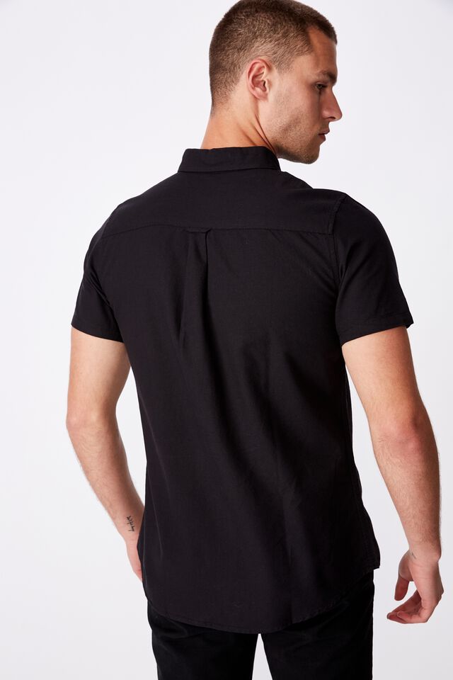 Vintage Prep Short Sleeve Shirt, BLACK OXFORD
